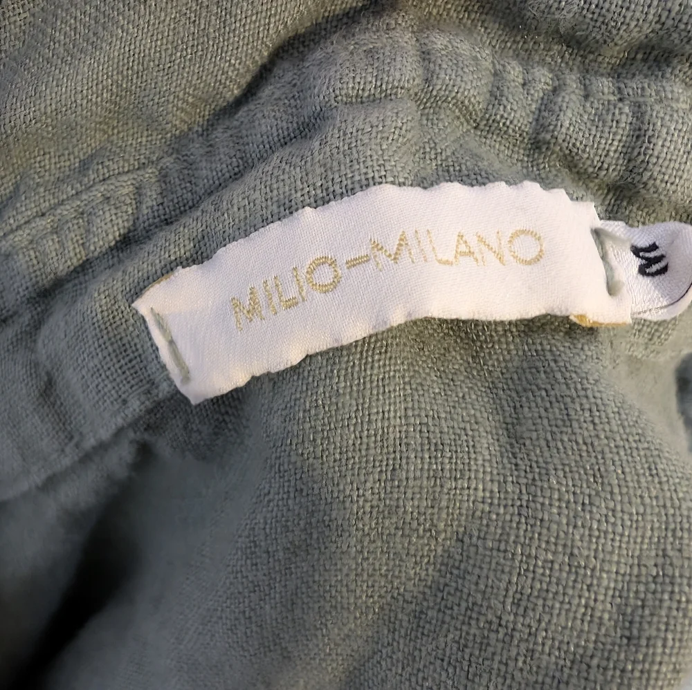 💘 Milio-Milano 100% Italian Linen Button Down Mid-Length Shirt Dress - Picture 4 of 5